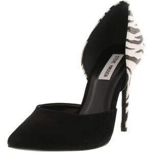 SteveMadden Women's Hypnotic Zebra Suede Pointed Toe Stiletto Leather Pump, 8.5M